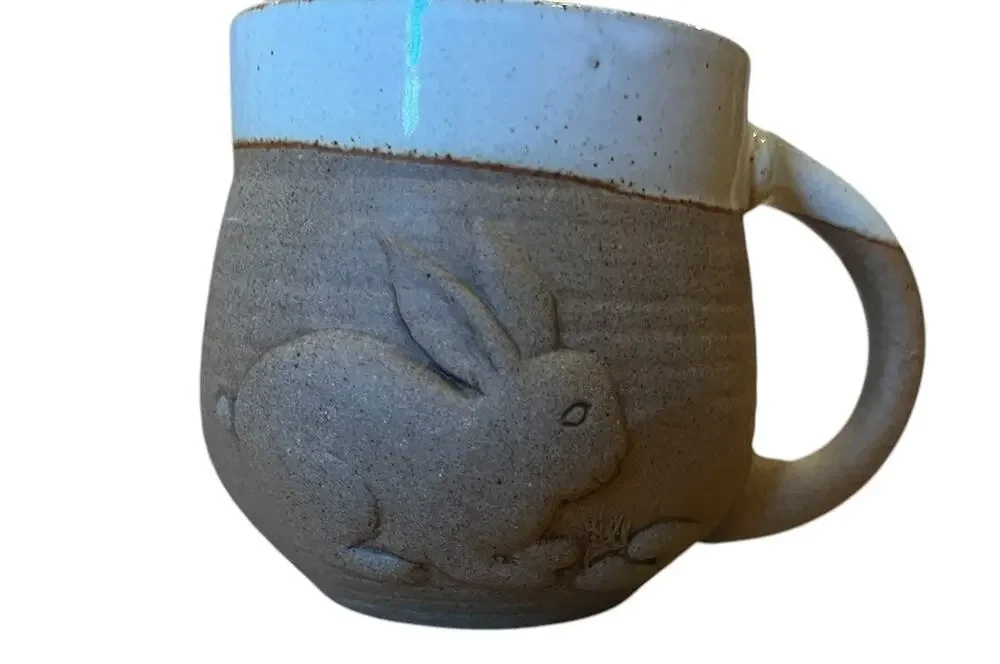 Vintage Brown 3D Farmhouse Bunny Rabbit Mug Coffee Cup Earthenware 4”